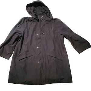 REACTION Kenneth Cole Men's Black All Weather Wind/ Rain Coat Lined Knees XL